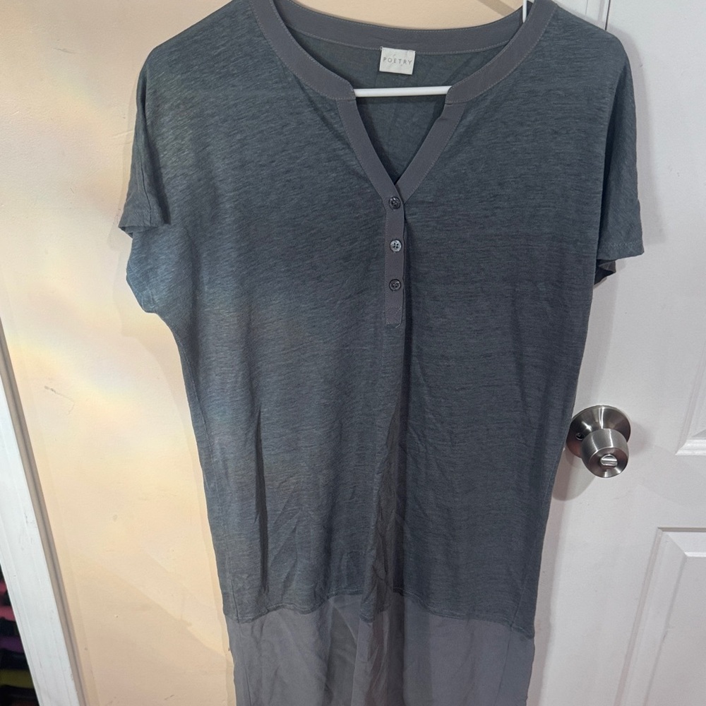 Poetry Charcoal Buttoned Short Sleeve Top
